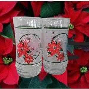 Vintage 80s Poinsettia Drinking Glasses
